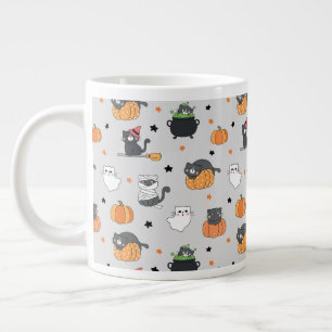 Grande Tasse Cute Halloween Chats et Fantômes Motif