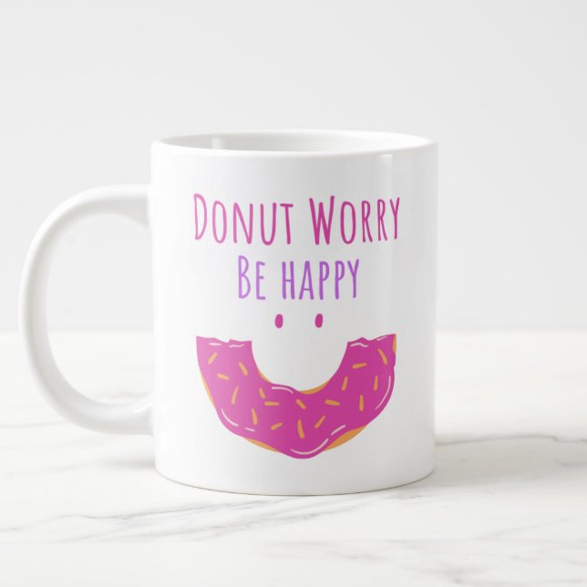 Grande Tasse Cute Kawaii Donut Attention Soyez Heureux Donut (Gauche)