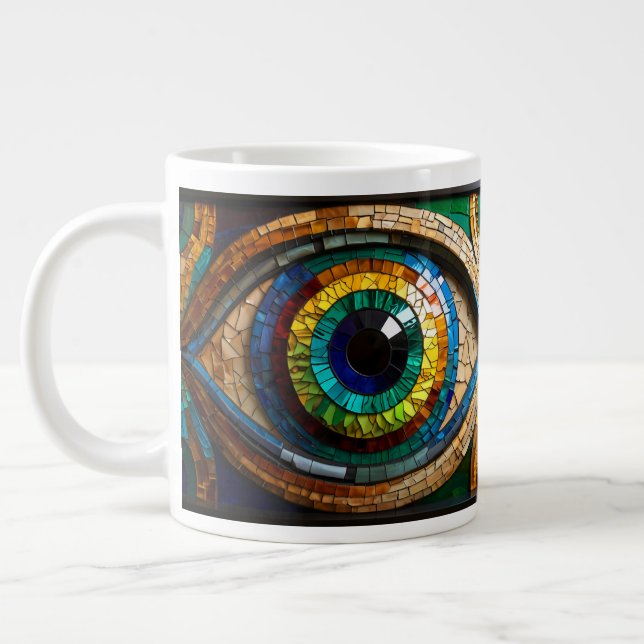 Grande Tasse Cute Mosaic Vitre Tissu Design oeil (Gauche)