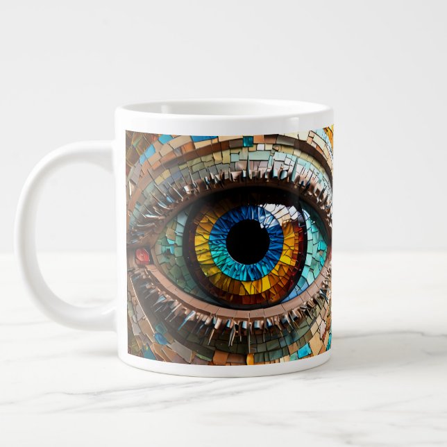 Grande Tasse Cute Mosaic Vitre Tissu Design oeil (Gauche)