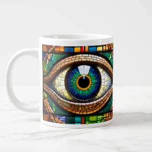 Grande Tasse Cute Mosaïque Vitre Tissu Design oeil bleu & vert