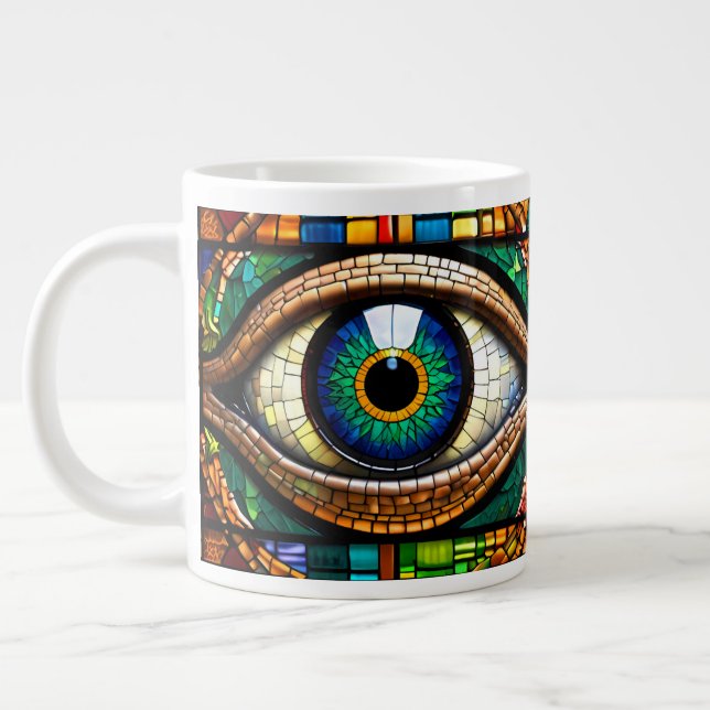 Grande Tasse Cute Mosaïque Vitre Tissu Design oeil bleu & vert (Gauche)