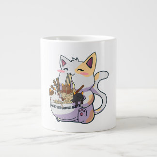 Grande Tasse Cute Neko Cat With Ramen Noodles Bowl Anime Japon