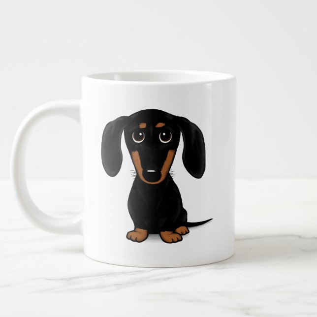 Grande Tasse Cute noir et Tan Dachshund | Wiener Dog (Gauche)
