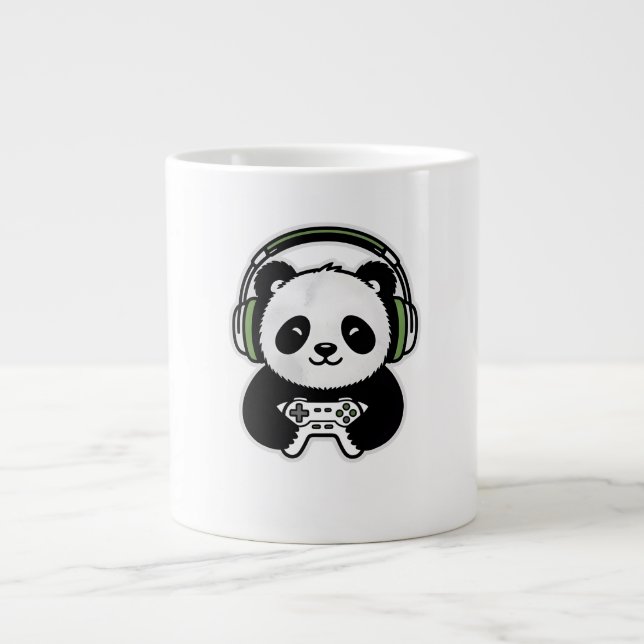 Grande Tasse Cute Panda Gamer - Kawaii Gaming Panda with Headse (Devant)
