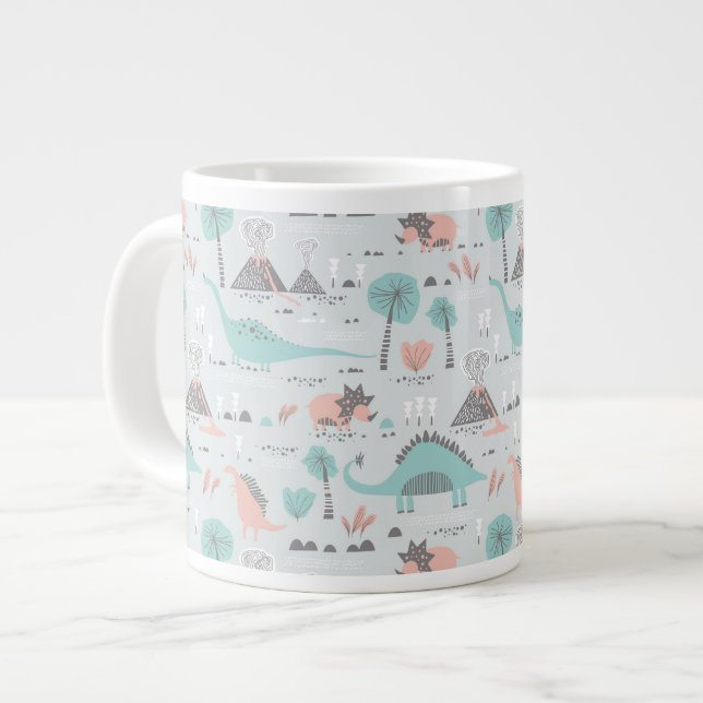 Grande Tasse Cute Pastel Dinosaur Motif (Devant gauche)