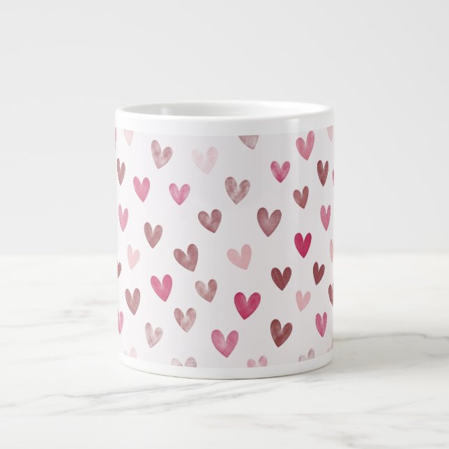 Grande Tasse Cute Pink Heart Pattern – Romantic &Stylish Design (Devant)