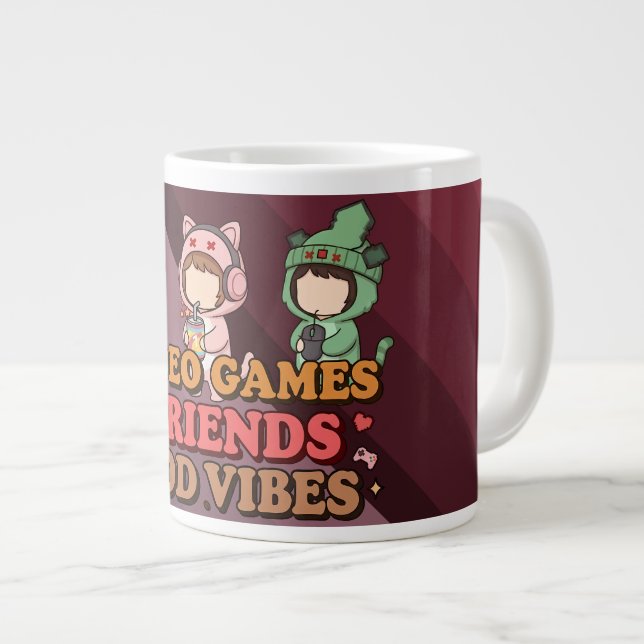 Grande Tasse Cute Pixel Gamer Friends Art Piece (Devant droit)