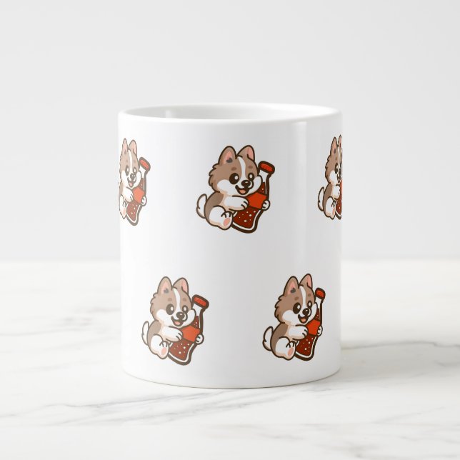 Grande Tasse Cute Puppy Hugging Soda Bottle (Devant)