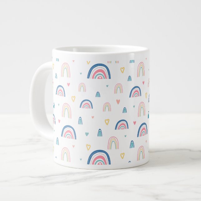 Grande Tasse Cute Rainbows & Hearts Motif (Devant gauche)