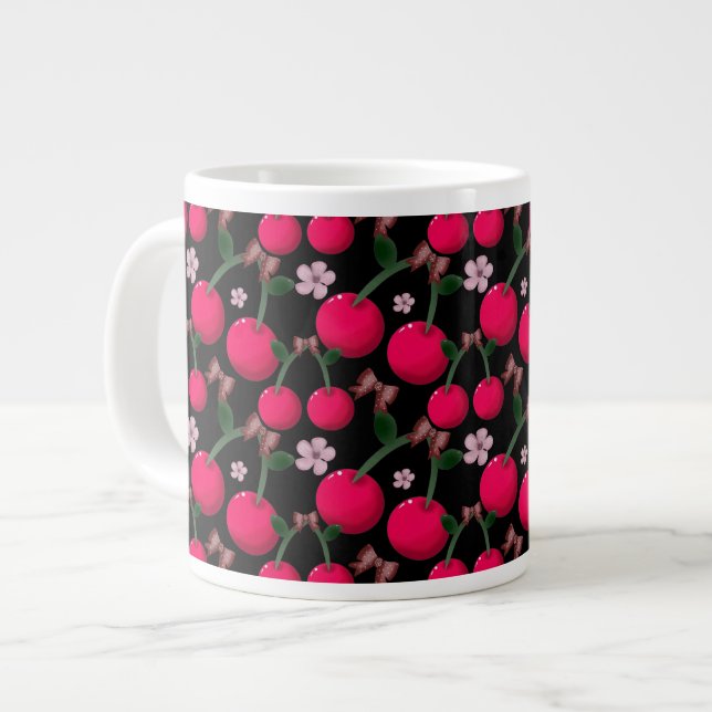 Grande Tasse Cute red Cherry floral pattern  (Devant gauche)