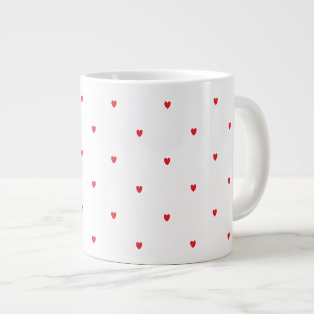 Grande Tasse Cute Red Doodle Hearts White Classy Élégant tendan (Devant droit)