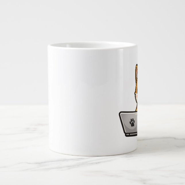 Grande Tasse Cute Shiba Inu with Laptop – Cozy Dog Illustration (Devant)