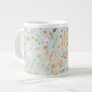 Grande Tasse Cute Turquoise bébé animal Pastel Motif
