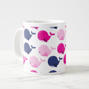 Grande Tasse Cute Whales, Pattern of Whales, Sea Animals