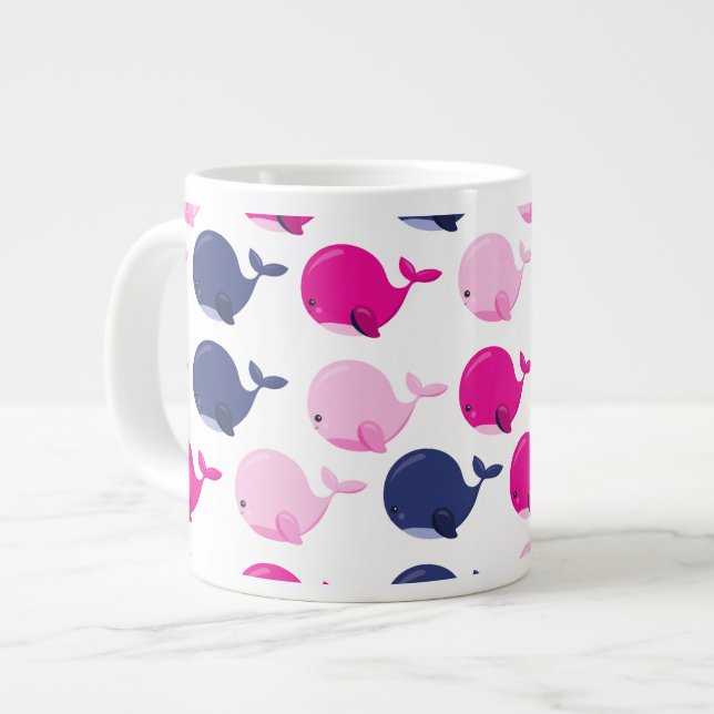 Grande Tasse Cute Whales, Pattern of Whales, Sea Animals (Devant gauche)