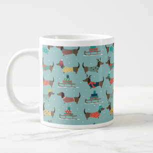Grande Tasse Dachshund de vacances avec cadeaux et Motif de sle