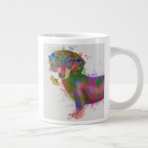 Grande Tasse Dachshund & Lunettes Rainbow Splash