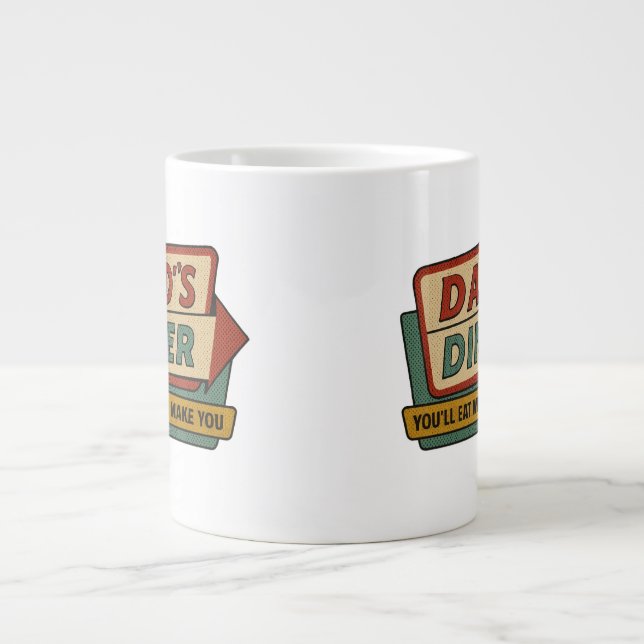 Grande Tasse Dad’s Diner Retro Sign – Ben-Day 1950s Pop Art (Devant)