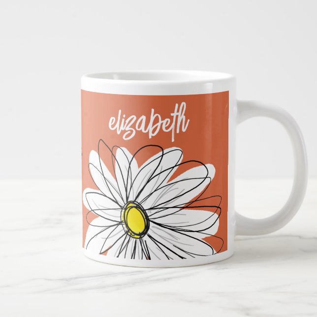 Grande Tasse Daisy Capriceuse - avec un nom en écriture tendanc (Droite)