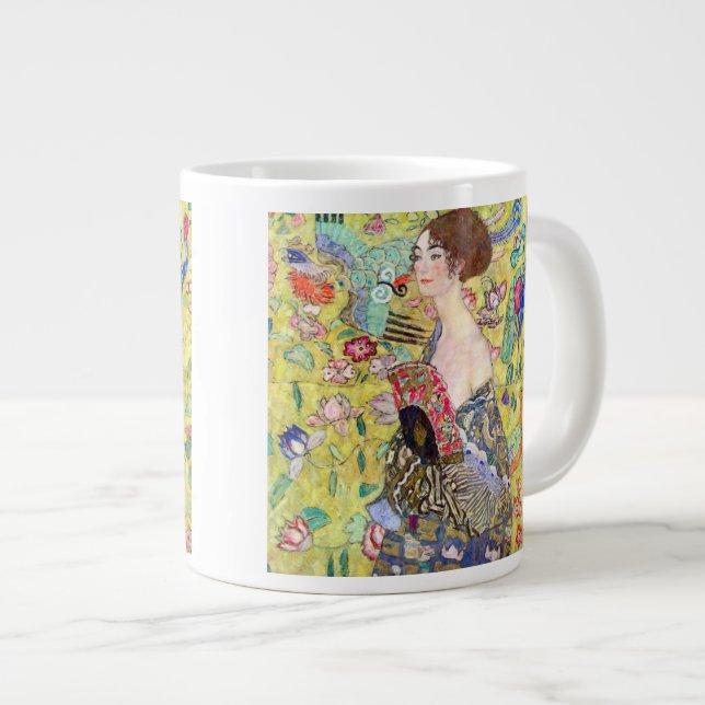 Grande Tasse Dame avec ventilateur par Gustav Klimt, Japonisme  (Devant droit)