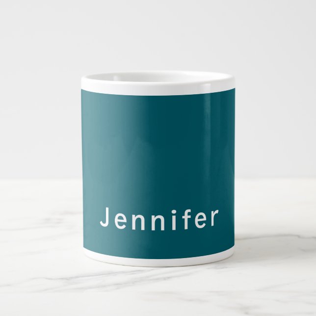 Grande Tasse Dark Teal Trendy Modern Minimalist Your Name (Devant)