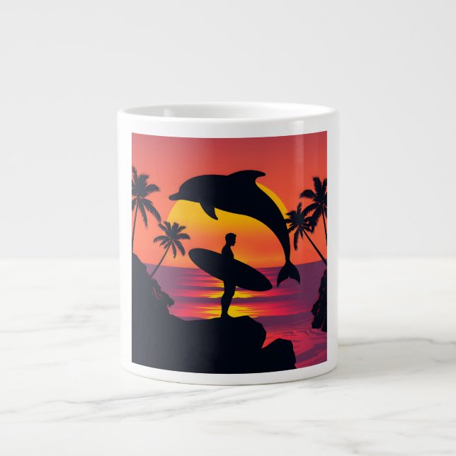 Grande Tasse Dauphin coucher de soleil et surfer Tropical Beach (Devant)
