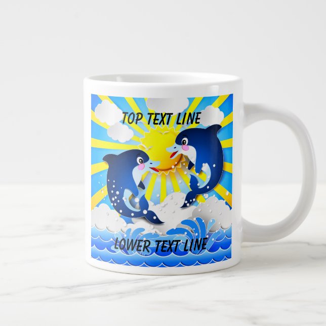 Grande Tasse Dauphins & Soleil Personnalisez Ajouter votre nom  (Droite)