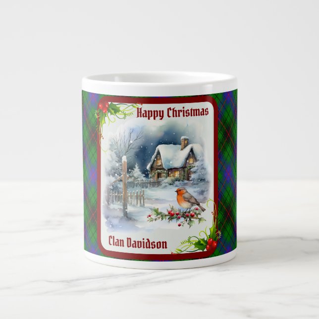 Grande Tasse Davidson Tartan & Robin Christmas (Devant)