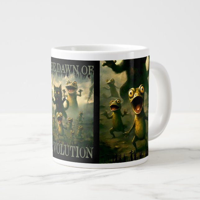 Grande Tasse Dawn of revolution funny rebel cat lizard frogs (Devant droit)