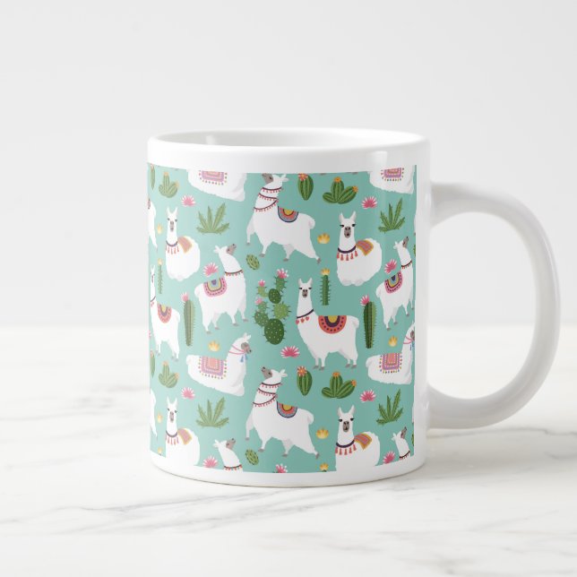 Grande Tasse De Belles Llamas Sur Le Motif Turquoise (Droite)