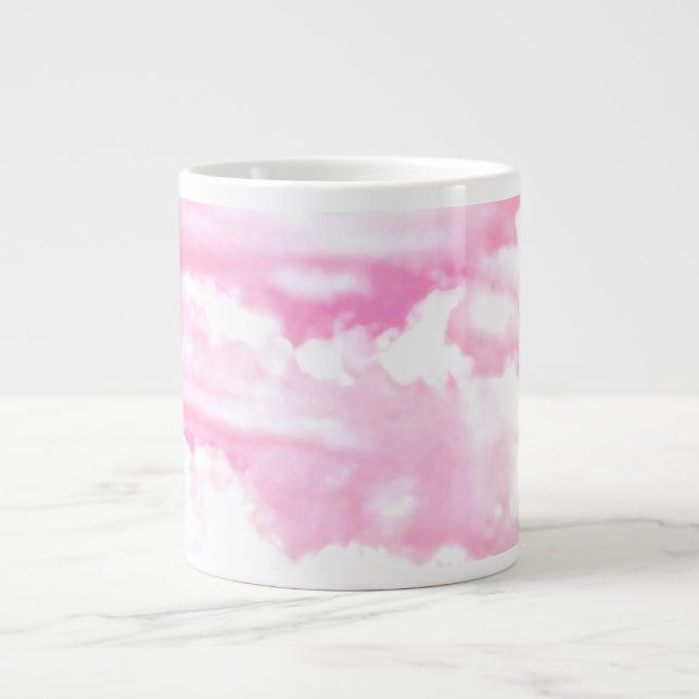Grande Tasse Décor Clair Rose Élégant Nuages (Devant)