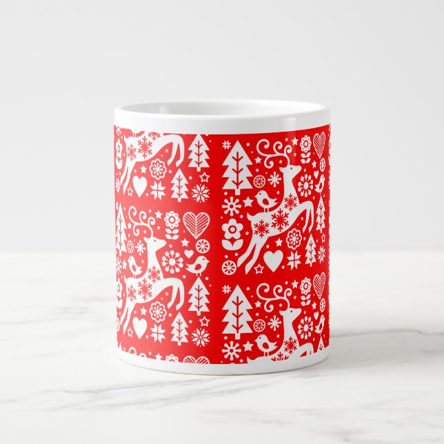 Grande Tasse Décor traditionnel nordique de Noël (Devant)
