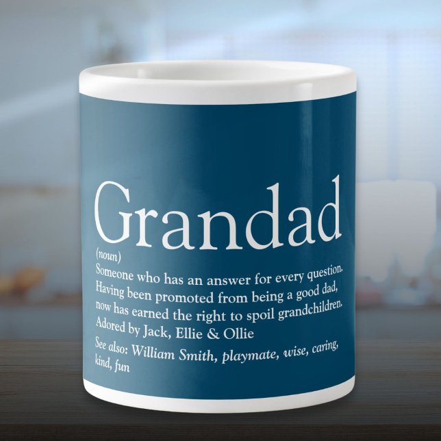 Grande Tasse Définition de super-papi bleu le meilleur (Fun Blue Best Ever Grandpa Grandad Definition Giant Coffee Mug)