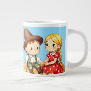 Grande Tasse Des enfants de la campagne sur une botte de foin,