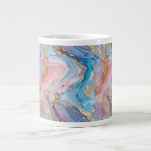 Grande Tasse Des torsades de rose, bleu, or, Crée un effet marb