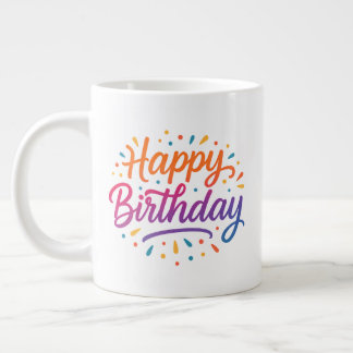 Grande Tasse Design élégant de calligraphie d'anniversaire