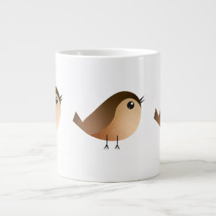 Grande Tasse Dessin animé d'oiseau moineau mignon