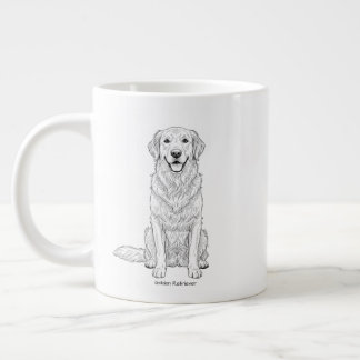 Grande Tasse Dessin au trait minimaliste de Golden Retriever do