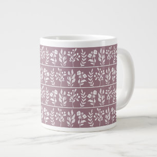 Grande Tasse Dessin botanique Rose Mauve Poussiéreuse Art flora