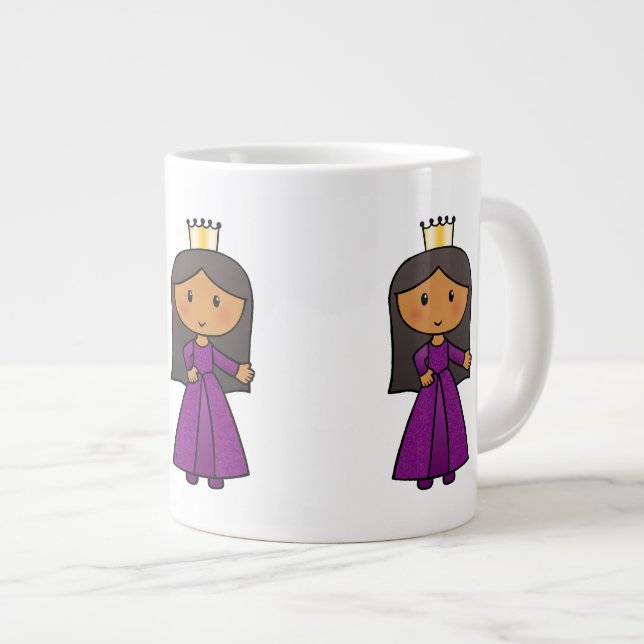 Grande Tasse Dessin d'art Cute Princesse avec Tiara (Devant droit)
