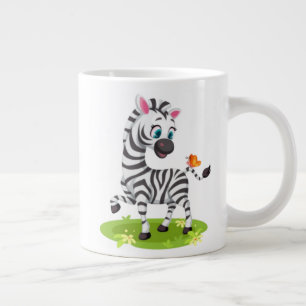 Grande Tasse Dessin de bébé zèbre jouant avec papillon
