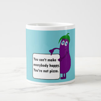 Grande Tasse Dessin de caricature aubergine drôle citation bleu