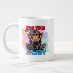 Grande Tasse Dessin de mots de singe de dame folle drôle