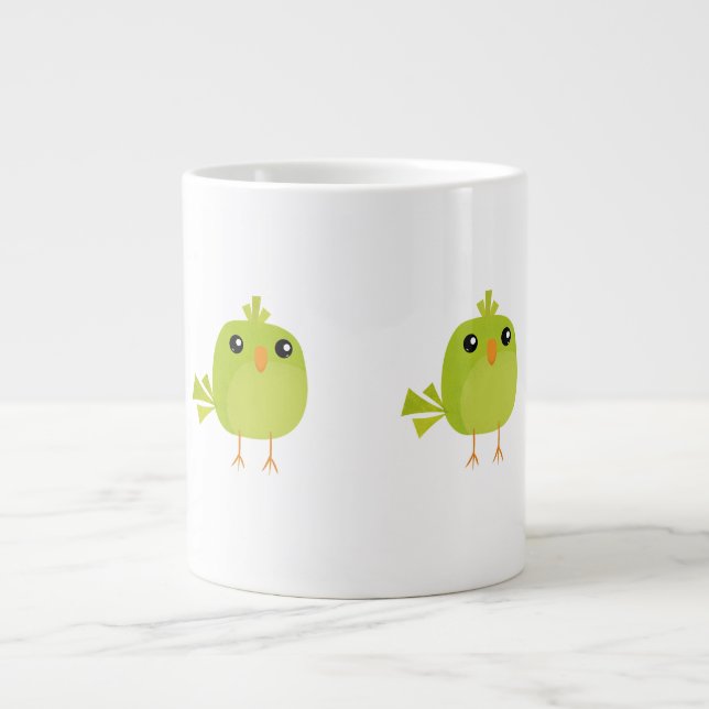 Grande Tasse Dessin d'oiseau vert (Devant)