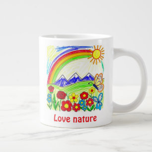 Grande Tasse Dessin naturel coloré pour les amoureux de la natu