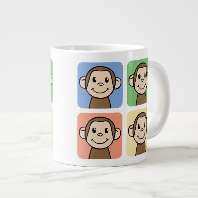 Grande Tasse Dessins animés avec 4 singes heureux (Devant droit)