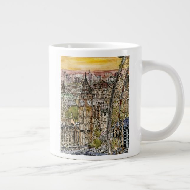 Grande Tasse Destinations | Aquarelle Big Ben & London Eye (Droite)