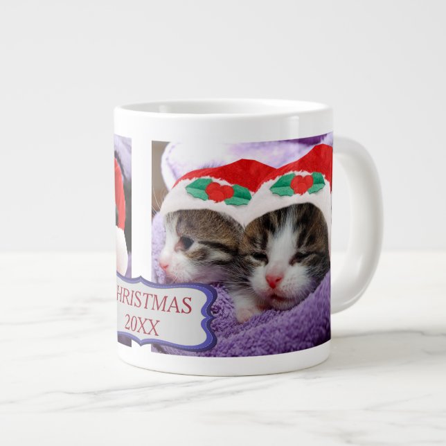 Grande Tasse Deux chatons Santa Chapeaux Joyeux café géant de N (Devant droit)