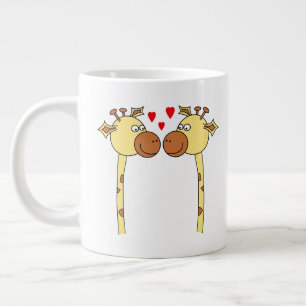 Grande Tasse Deux Giraffes aux Coeurs d'Amour Rouge. Dessin